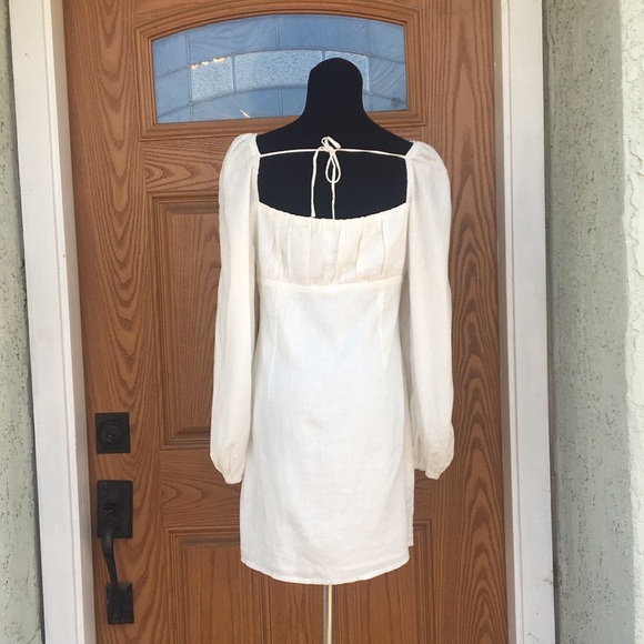 New* Princess Polly Off White linen mini dress - Picture 3 of 5